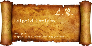 Leipold Mariann névjegykártya